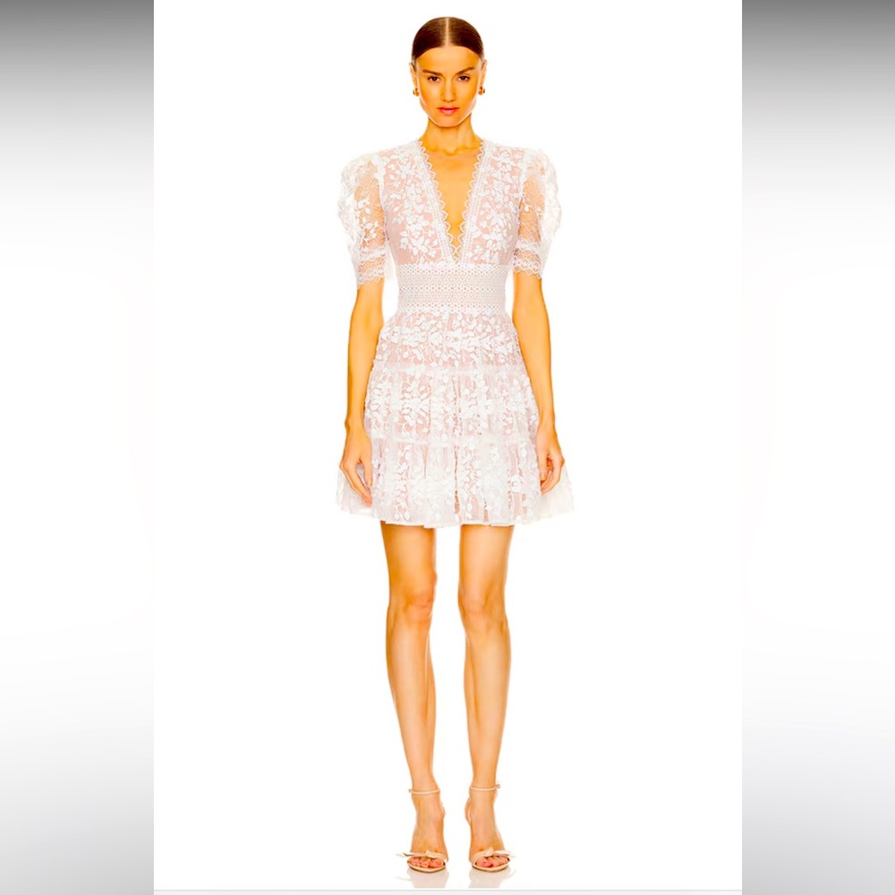 Megan Lace White Dress Bronx and Banco Small White